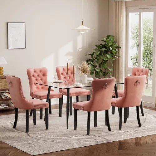 Miniatura 124 de Baysitone Juego de mesa de comedor de vidrio de 51 pulgadas para 4, juego de 5 piezas moderno de comedor, mesa de cocina rectangular de vidrio con 4