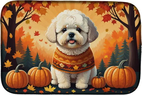 Miniatura 49 de Caroline's Treasures DAC1042DDM Tapete de secado de platos de otoño con perro salchicha absorbente para secar platos para encimera de cocina, tapete