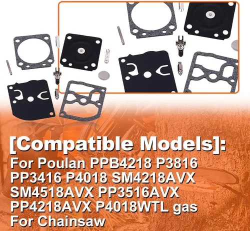 Miniatura 4 de Kit de reparación de carburador, para Poulan PPB4218 P3816 PP3416 P4018 SM4218AVX SM4518AVX PP3516AVX PP4218AVX P4018WTL gas para motosierra