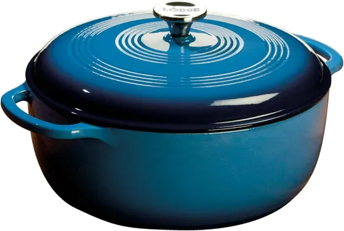 Lodge, EC7D33 - Horno holandés de hierro fundido esmaltado, 7.5 cuartos de galón, azul caribe