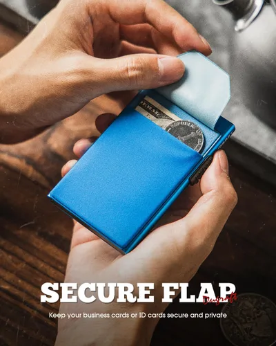 Miniatura 3 de DUGRAFT Tarjetero para tarjetas de crédito con bolsillo para dinero, minimalista, delgado, de aluminio, de metal, para hombres, con bloqueo RFID