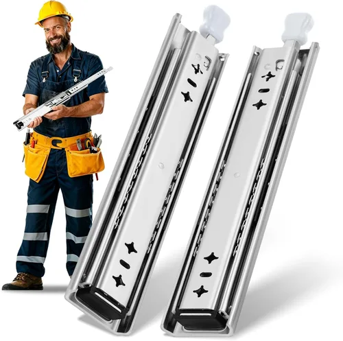 Miniatura 11 de YENUO Correderas de Cajón Resistentes con Cerradura 12 14 16 18 20 22 24 26 28 30 32 34 36 38 40 44 48 52 56 60 Pulgadas Extensión Completa Montaje