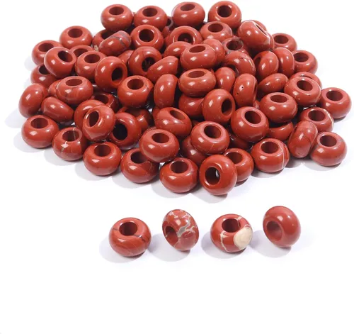 Miniatura 8 de favoramulet 25 cuentas europeas de Rondelle con agujero grande (0.197-0.236 in) para pulseras de dijes, fabricación de joyas, ágata negra