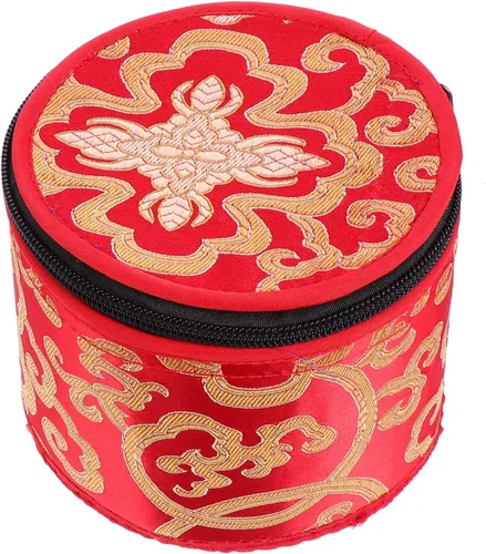 Miniatura 7 de Bolsa tibetana con cremallera para cuenco de meditación budista, soporte portátil de viaje al aire libre, caja de almacenamiento de 4.7 x 3.7 in