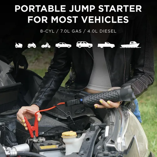 Miniatura 7 de BoostHero Arrancador de Batería Portátil para Automóvil, Banco de Energía de 6,000mAh, Linterna LED, con Cables de Puente Inteligentes para Motores
