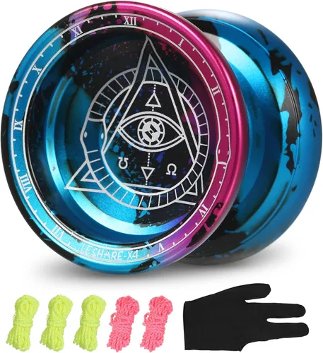 Miniatura 10 de Lixada Yoyo profesional de aluminio competitivo Yoyo Ball Yo Yo regalo con 5 cuerdas de repuesto y guante, ideal para principiantes y para trucos