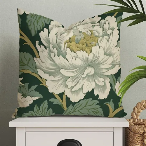 Miniatura 115 de ArogGeld Fundas de Almohada Euro Sham Florales Verde y Blanco Gris Estilo Chinoiserie Funda de Almohada Asiática Funda de Cojín Decorativo 18x18