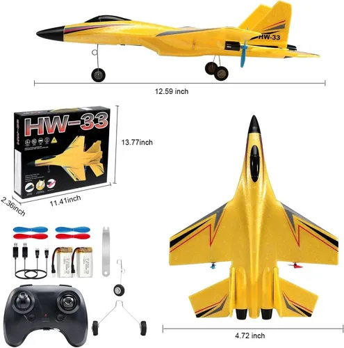 Miniatura 2 de SU-27 Avión RC de 2.4 GHz, avión de control remoto de 2 canales con luces nocturnas giroscopio y 2 baterías, fácil de volar para adultos, Su27