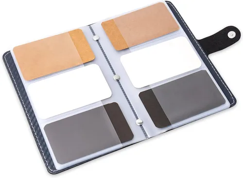 Miniatura 5 de Organizador de tarjetas de visita, soporte para tarjetas de visita, funda de piel sintética, organizador de tarjetas de identificación con nombre