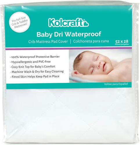 Miniatura 8 de Kolcraft Protector de colchón de cuna impermeable y ajustable, funda protectora de colchón y funda de cama infantil, duradera y cómoda, lavable a