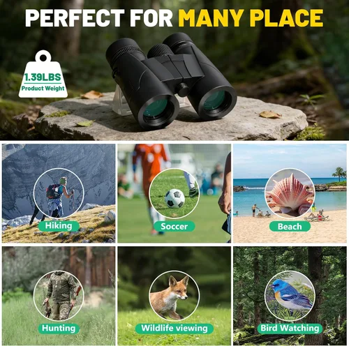 Miniatura 8 de Prismáticos de 8 x 32 para adultos – Lente HD BAK4 Prism FMC, resistente al agua, visión grande, visión clara, ligero con adaptador de teléfono