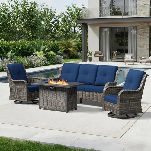 Miniatura 117 de Joyside Juego de sillas de mimbre para patio, juego de 3 piezas de mimbre para exteriores con 2 sillas reposabrazos y 1 mesa auxiliar para terraza