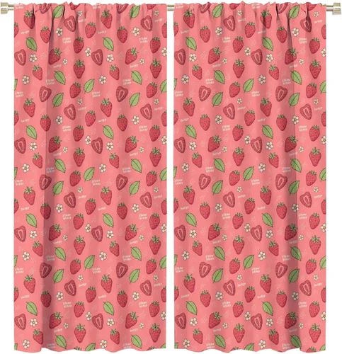 Miniatura 38 de Cortinas bohemias con diseño de fresas, bonitas cortinas bohemias con bolsillo para barra de fruta, tratamiento de ventana para cocina, sala