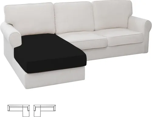 Miniatura 146 de Easy-Going - 4 Fundas de cojín elásticas para sofá seccional, izquierda/derecha, en forma de L, funda de asiento antideslizante, suave, flexible