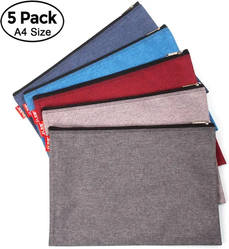 Miniatura 8 de Paquete de 5 bolsas de herramientas de lona con cremallera, 13.3 x 9.4 pulgadas, 14 onzas, resistente, impermeable, multiusos, para organizar