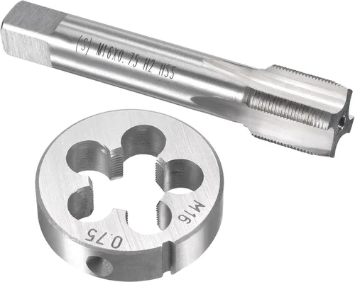 Miniatura 10 de uxcell M13 x 0.039 in Juego de llaves métricas y troqueles, rosca de máquina con troquel de roscado redondo, kit de grifo y troquelado