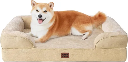 Miniatura 91 de EHEYCIGA - Cama ortopédica para perro grande, impermeable, de espuma viscoelástica y espuma tipo caja de huevos, bordes elevados, antideslizante