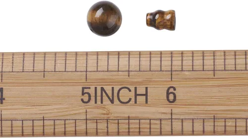 Miniatura 6 de KISSITTY Juego de 2 cuentas naturales de ojo de tigre de 3 agujeros, cuentas budistas de gurú para pulsera Mala, fabricación de joyas de yoga