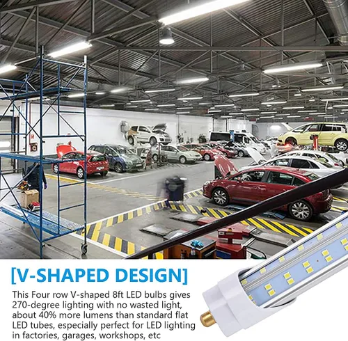 Miniatura 4 de 10 bombillas LED de 8 pies, luz diurna de 120 W, 19000 lm 5000 K, súper brillante, tubo de luces LED T8 T10 T12, luces LED FA8 de un solo pin