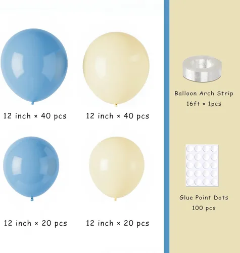 Miniatura 3 de Kit de arco de guirnalda de globos pastel con 100 globos azules y amarillos, kit de ramo de globos de bricolaje para baby shower, boda, despedida