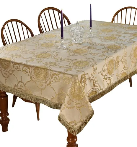 Miniatura 5 de Violet Linen Prestige - Mantel con diseño de damasco, 52 x 70 in, color burdeos. Borgoña