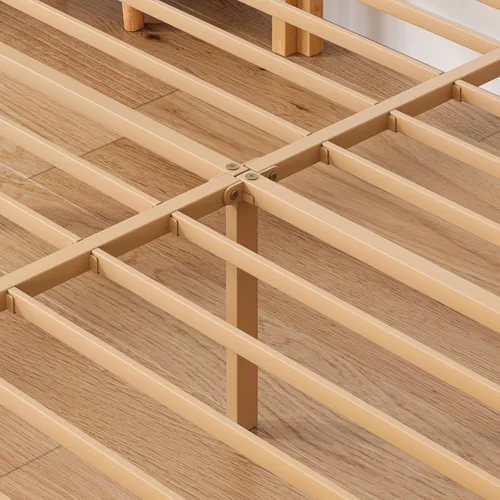 Miniatura 5 de ZIYOO Marco de cama de plataforma de bambú de tamaño matrimonial de 12 pulgadas, diseño minimalista moderno, soporte resistente, fácil montaje,
