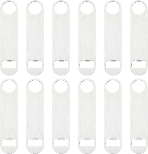Miniatura 11 de 12 abridores de botellas planos de 3.5 x 1.18 pulgadas, abridor de botellas de cerveza de acero inoxidable negro, hoja de barra resistente, abridor