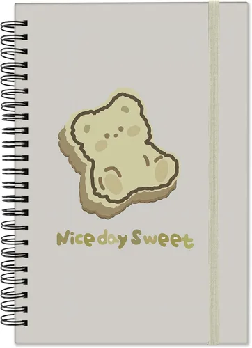 Miniatura 9 de Cuaderno de espiral, diario de tapa dura, cuaderno de espiral con rayas anchas, A5 de 5.5 x 8.3 pulgadas, papel grueso de 80 GSM, 60 hojas, 120