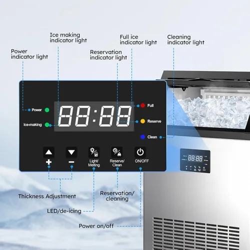 Miniatura 3 de Máquina comercial para hacer hielo - 200 libras/24 horas, máquina de hielo comercial con contenedor de almacenamiento de 50 libras, debajo