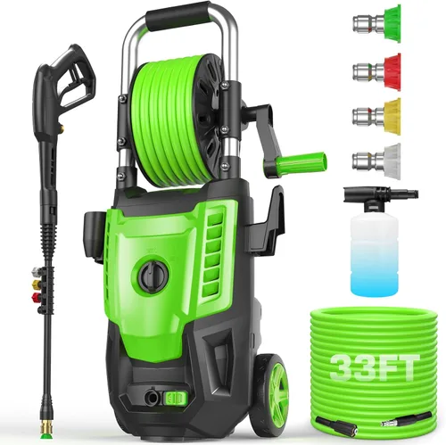 Miniatura 10 de Limpiador a presión de 4800 PSI: limpiador de alta potencia de 4.0 GPM con carrete de manguera de 33 pies, 4 puntas de pulverización y botella