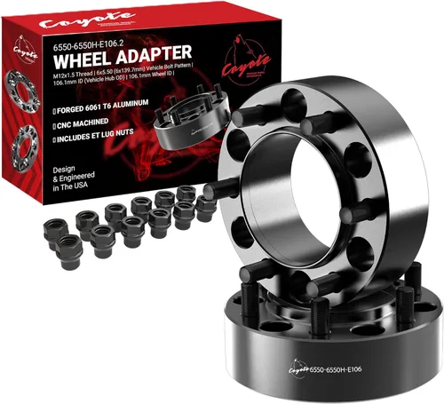 Miniatura 42 de Wheel Accessories Parts 4 adaptadores de espaciadores de rueda centrados en buje de 6 x 5.5, 0.236 x 5.500 in, 1.25 pulgadas de grosor, 3.063 in