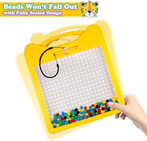 Miniatura 4 de Tablero magnético de dibujo extra grande para niños, tablero de garabatos magnético con 2 bolígrafos, arte de puntos magnéticos, juguete Montessori