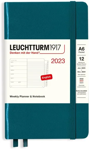 Miniatura 8 de LEUCHTTURM1917 - Agenda semanal y cuaderno mediano (A5) 2023 con folleto extra, rojo (1 de enero - 31 de diciembre de 2023)