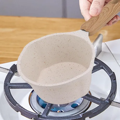 Miniatura 2 de Sartén antiadherente con boquilla para verter, olla de leche pequeña, fácil de usar, fondo plano blanco, multimini, juego multiusos para la cocina