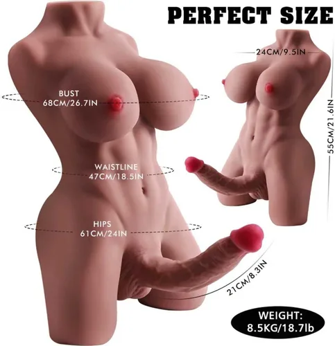 Miniatura 3 de Muñeca sexual realista de 18.7 libras, juguetes sexuales, juguetes de masturbación, torso transexual de tamaño completo para mujeres con consolador