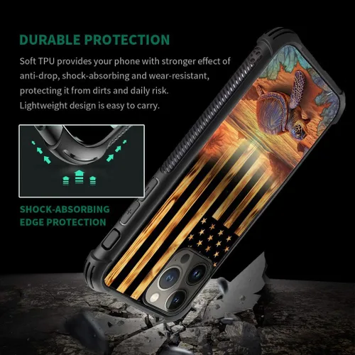 Miniatura 44 de DAIZAG Compatible con iPhone 13 Pro Max, Funda de TPU Protectora Anti-Arañazos Todo En Uno, Fundas para Hombre Mujer - Motivo de Madera Americana