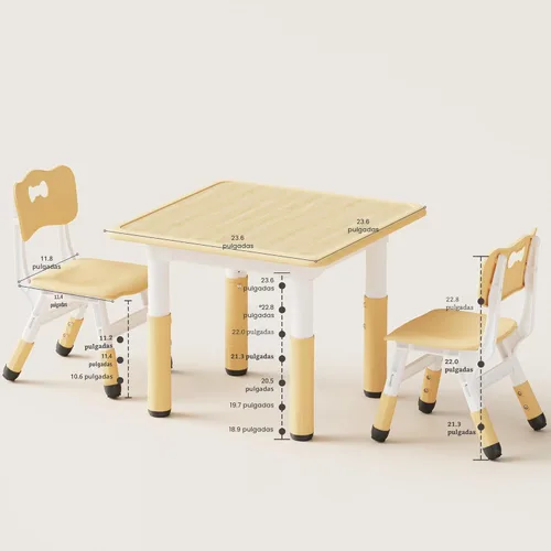 Miniatura 3 de Brelley, Juego de mesa y 2 sillas para niños, escritorio y silla ajustables en altura para niños pequeños, escritorio con diseño de grafiti