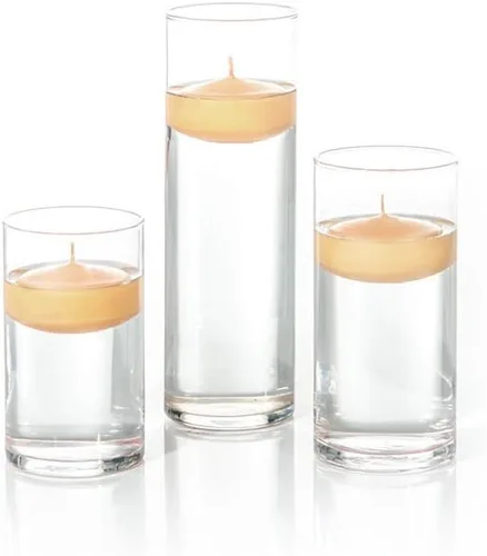 Miniatura 28 de yummi Juego de 18 velas flotantes y jarrones cilíndricos - Borgoña
