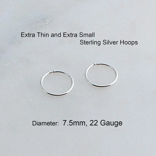 Miniatura 31 de Aretes de aro dorados y plateados para cartílago, nariz, tabique, oreja, hélix, tragus, joyería para mujer, hipoalergénicos, pequeños aros