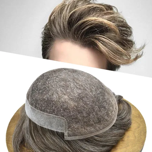Miniatura 26 de Mens Toupee Hair Piece Human Hair Replacement System For Men Soft French Lace Men Hair System Hairpieces For Men Toupee For Men Protesis Capilar
