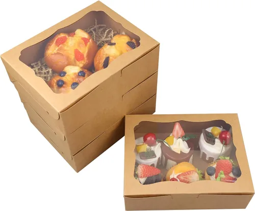 Miniatura 24 de 20 cajas blancas de panadería de 8 x 6 x 2.5 pulgadas, cajas de galletas con ventana, cajas de postre para galletas, pasteles, macarrones, donas
