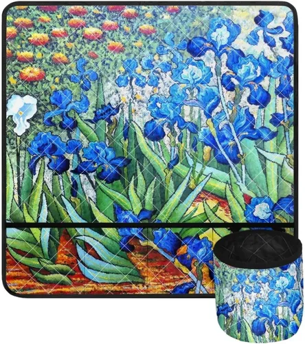 Miniatura 15 de Tapete para máquina de coser de teñido anudado con bolsillos, impermeable, organizador para máquina de coser para reducir el ruido, tapete protector