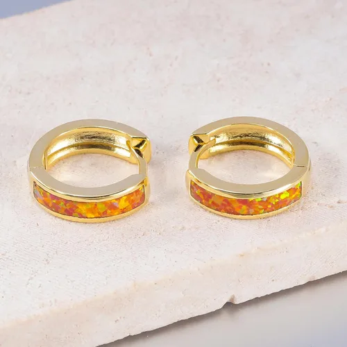 Miniatura 131 de CiNily Aretes Huggie de ópalo con bisagras, chapados en oro, hipoalergénicos, pequeños aretes de aro para mujeres, adolescentes, niñas, hombres