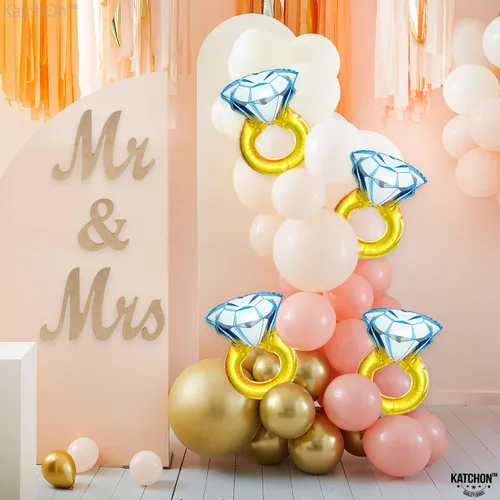 Miniatura 3 de KatchOn, Lindo Globo de Anillo de Diamante - Paquete de 4, 18 Pulgadas Decoraciones para Despedida de Soltera Globos de Anillo de Compromiso