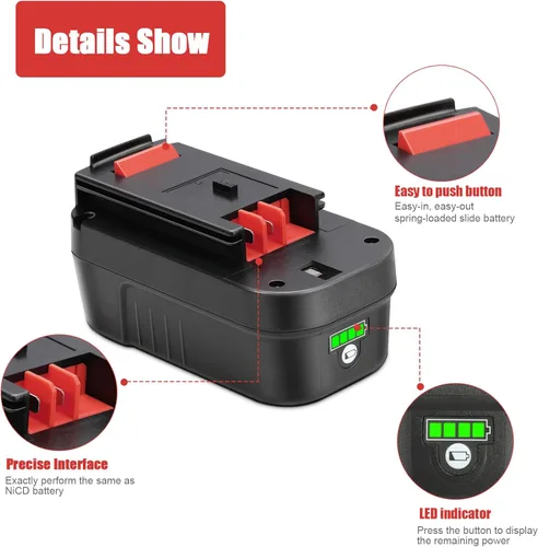 Miniatura 6 de KUNLUN 6.0Ah HPB18-OPE - Batería de iones de litio de 18 voltios de repuesto para Black and Decker 18V Batería HPB18 HPB18-OPE 244760-00 A1718