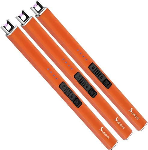 Miniatura 12 de SUPRUS Encendedor fluorescente que brilla en la oscuridad, encendedor eléctrico de velas, encendedor de arco USB recargable con bloqueo