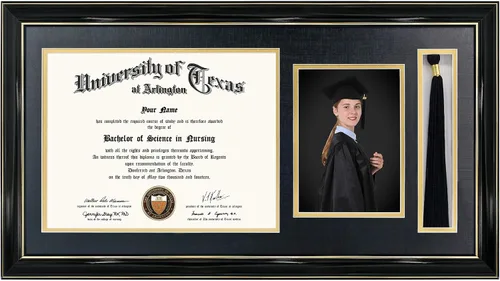 Miniatura 16 de GraduationMall Marco de fotos y diploma negro de 11 x 19 pulgadas para certificado de 8.5 x 11, imagen de 5 x 7, vidrio templado, paspartú doble