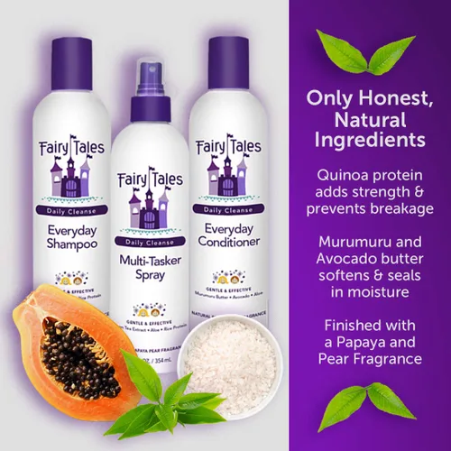 Miniatura 4 de Fairy Tales Set de champú y acondicionador diario para niños - Producto natural definido suave, sin enredos, hidratante y nutritivo, ingredientes