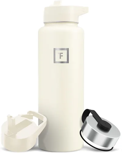 Miniatura 40 de IRON °FLASK Frasco de hidratación para acampar y senderismo con pajilla, botella de agua deportiva de acero inoxidable con aislamiento de boca Dark