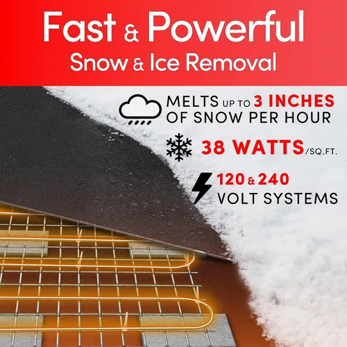 Miniatura 2 de Cable subterráneo eléctrico para derretir nieve y hielo de 43 pies, cubre 14 pies cuadrados a hasta 38 vatios/pies cuadrados, 120 V - Entradas